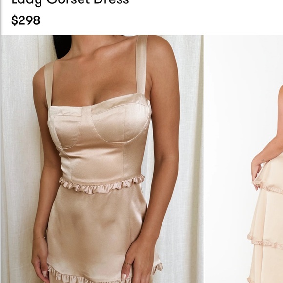 Show Me Your MuMu Lady Corset dress in champagnee luxe satin size medium - Picture 1 of 6